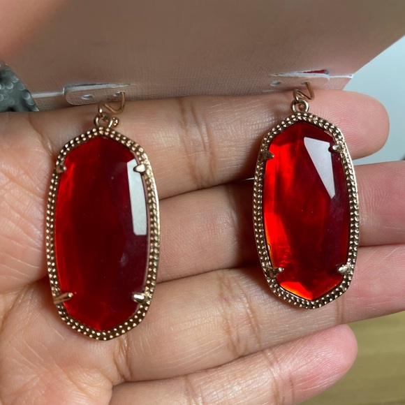 Kendra Scott Emmy Dylan Cherry red Illusion in Rose Gold HW - Picture 8 of 10